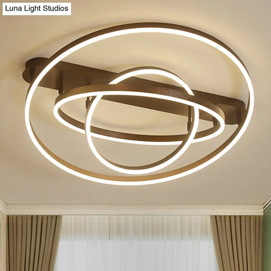 Contemporary Multi Circle Metal Flush Mount Lamp With 1/2/3 Heads White/Warm Light 3 / Yellow Warm