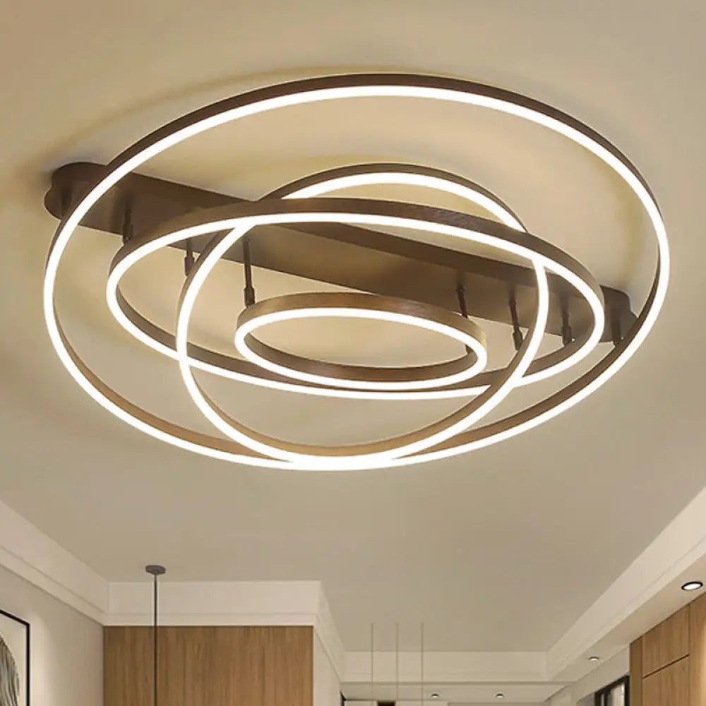 Contemporary Multi Circle Metal Flush Mount Lamp With 1/2/3 Heads White/Warm Light 4 / Yellow White