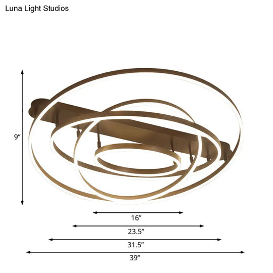 Contemporary Multi Circle Metal Flush Mount Lamp With 1/2/3 Heads White/Warm Light