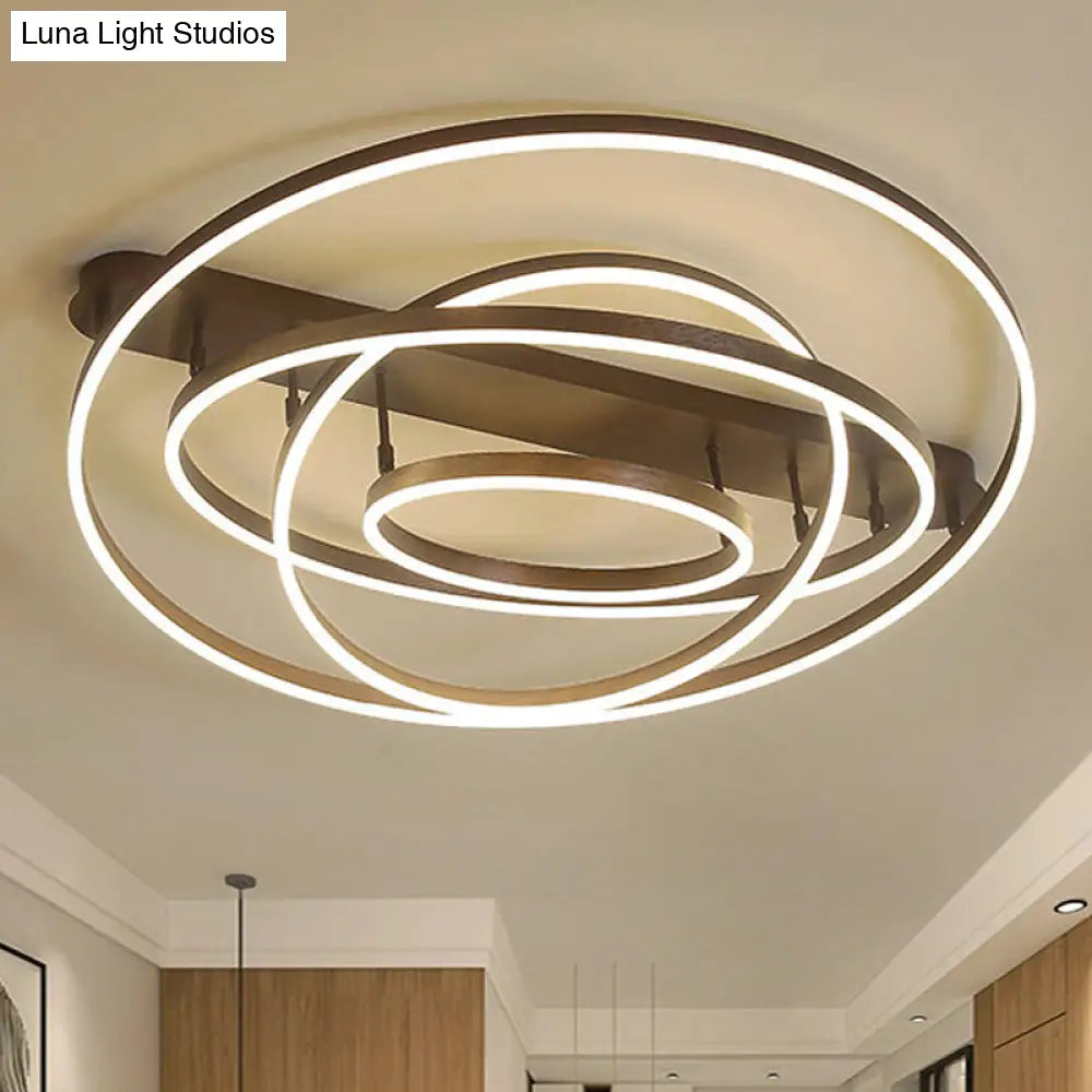 Contemporary Multi Circle Metal Flush Mount Lamp With 1/2/3 Heads White/Warm Light 4 / Yellow White