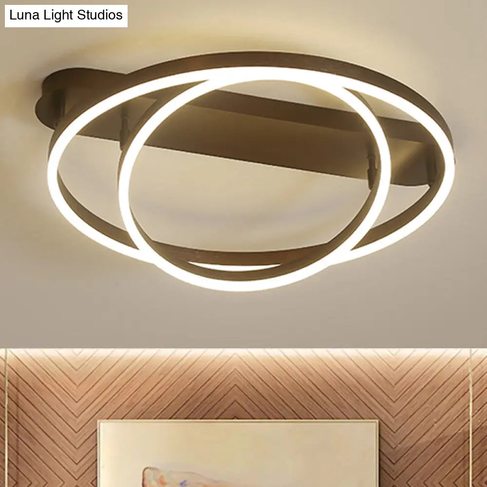 Contemporary Multi Circle Metal Flush Mount Lamp With 1/2/3 Heads White/Warm Light 2 / Yellow White