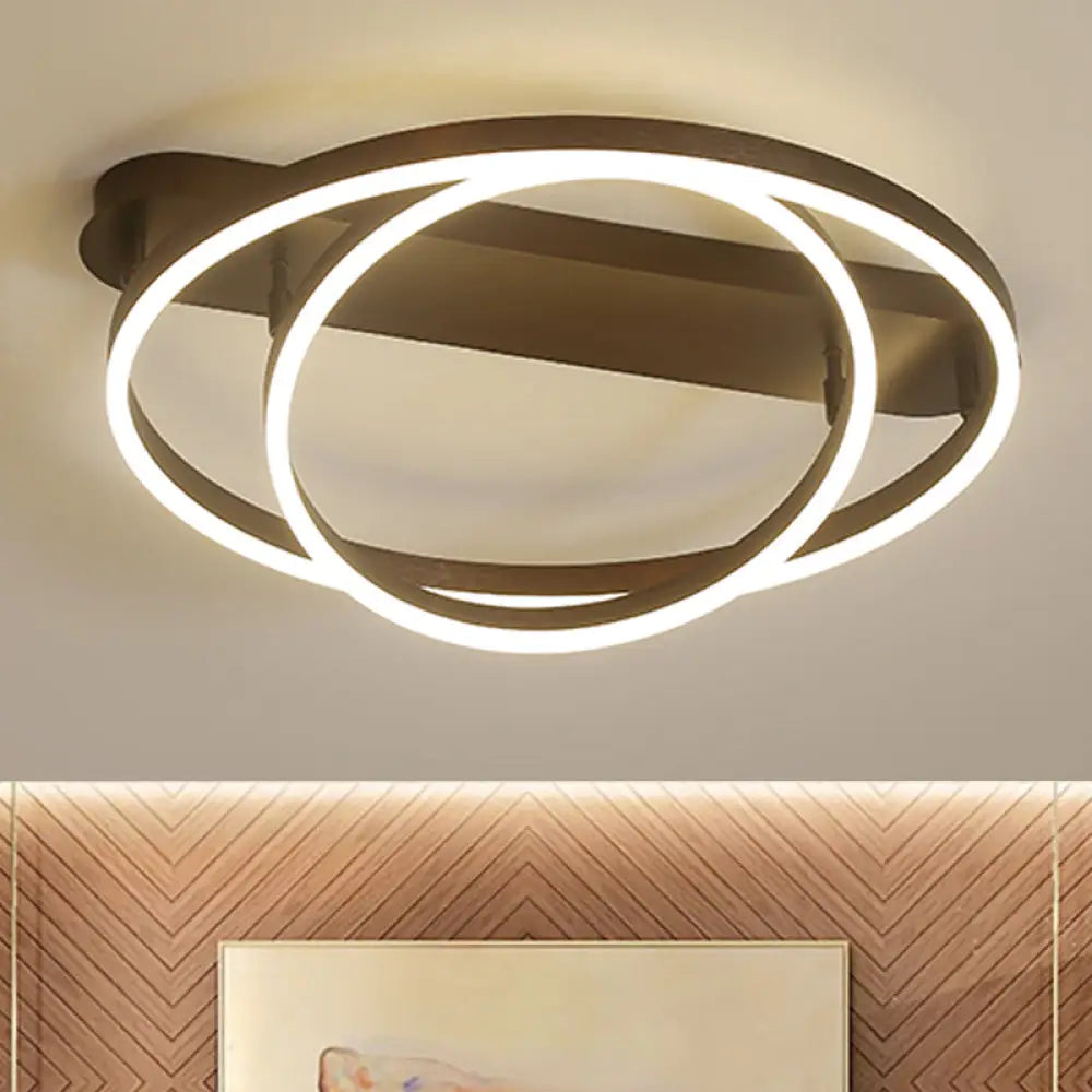 Contemporary Multi Circle Metal Flush Mount Lamp With 1/2/3 Heads White/Warm Light 2 / Yellow White