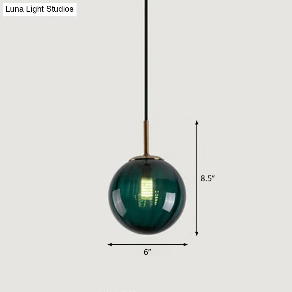 Contemporary Multi-Color Glass Ball Pendulum Light For Dining Table - 1 Head Ceiling Pendant