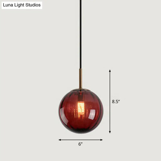 Contemporary Multi-Color Glass Ball Pendulum Light For Dining Table - 1 Head Ceiling Pendant