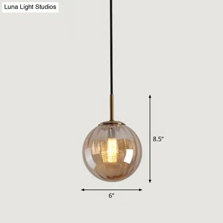 Contemporary Multi-Color Glass Ball Pendulum Light For Dining Table - 1 Head Ceiling Pendant