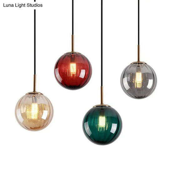Contemporary Multi-Color Glass Ball Pendulum Pendant Light For Dining Table