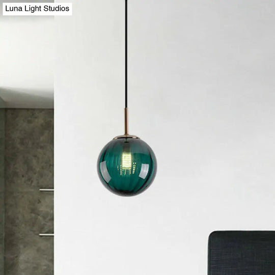 Contemporary Multi-Color Glass Ball Pendulum Pendant Light For Dining Table Green