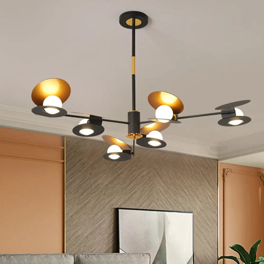 Contemporary Mussel-Shaped Ceiling Chandelier: 6/8-Bulb Living Room Suspension Lamp In Blue/Black &