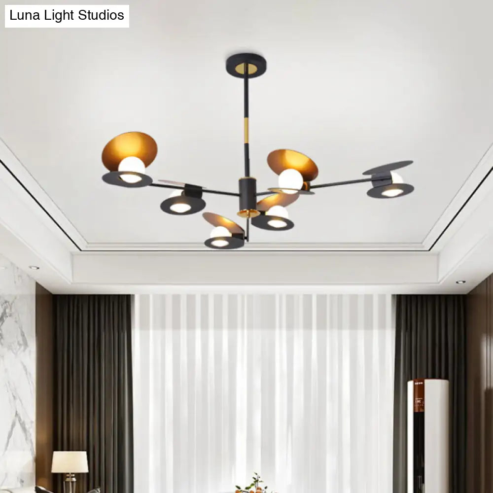 Contemporary Mussel-Shaped Ceiling Chandelier: 6/8-Bulb Living Room Suspension Lamp In Blue/Black &