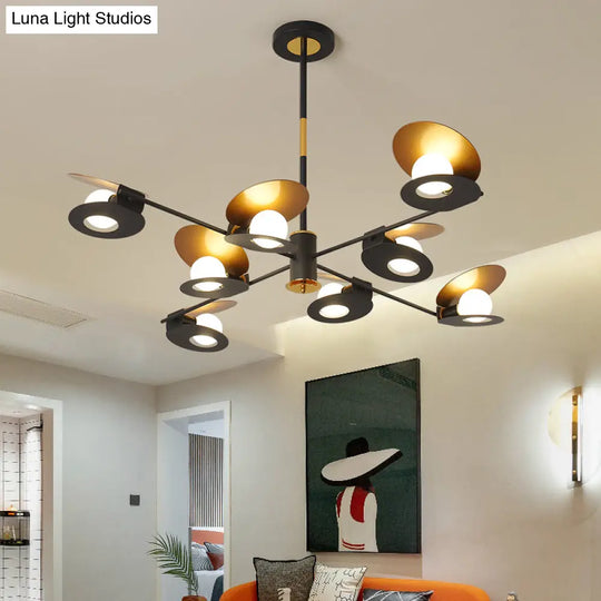 Contemporary Mussel-Shaped Ceiling Chandelier: 6/8-Bulb Living Room Suspension Lamp In Blue/Black &