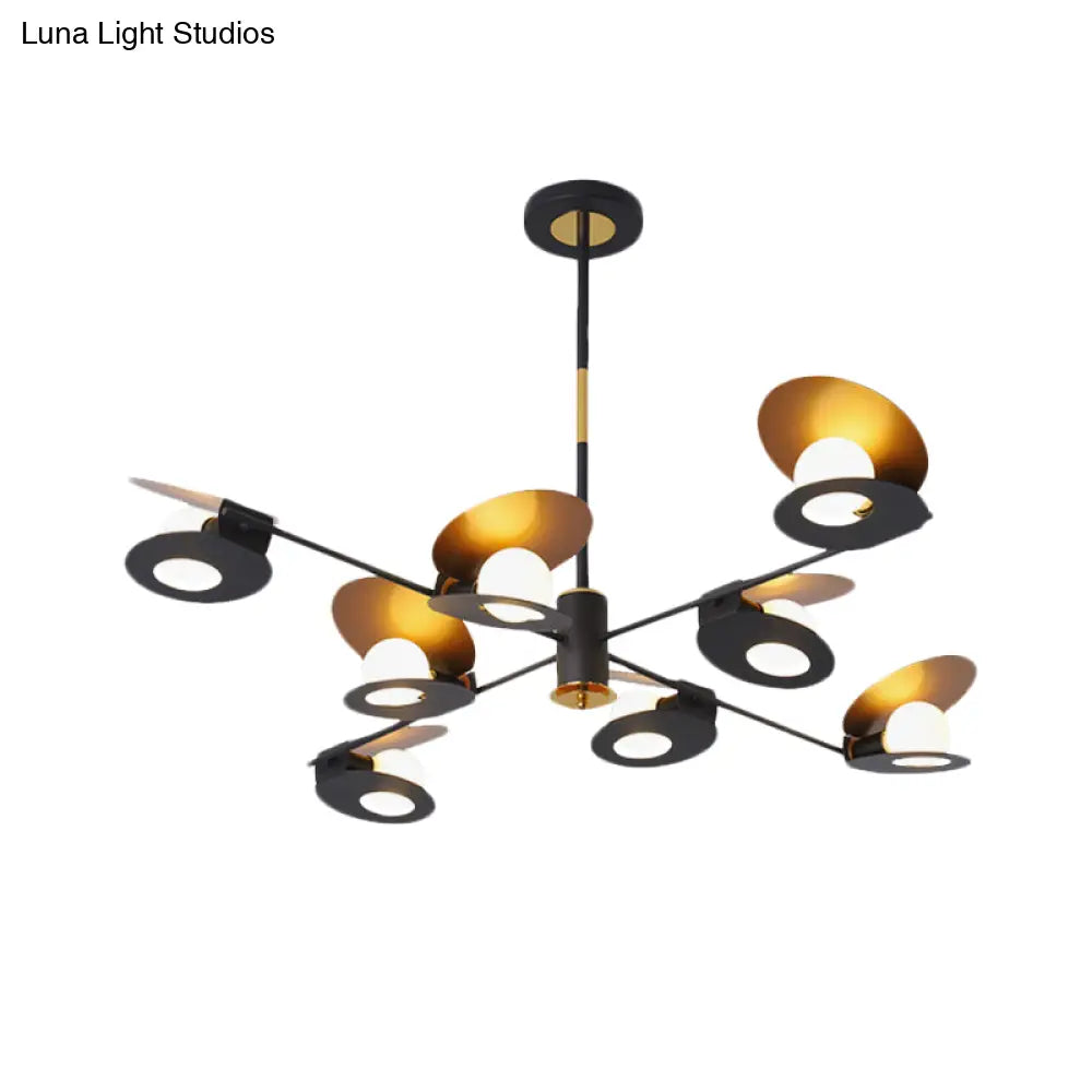 Contemporary Iron Ceiling Chandelier - Mussel Shape 6/8 Bulbs Blue/Black & Gold Living Room