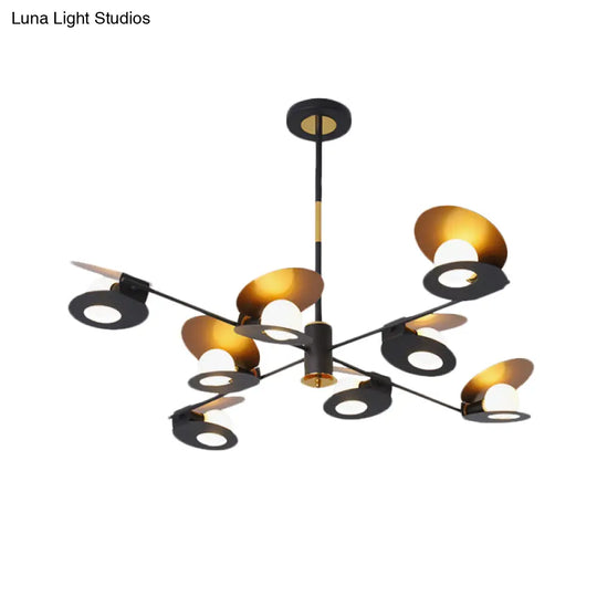 Contemporary Iron Ceiling Chandelier - Mussel Shape 6/8 Bulbs Blue/Black & Gold Living Room