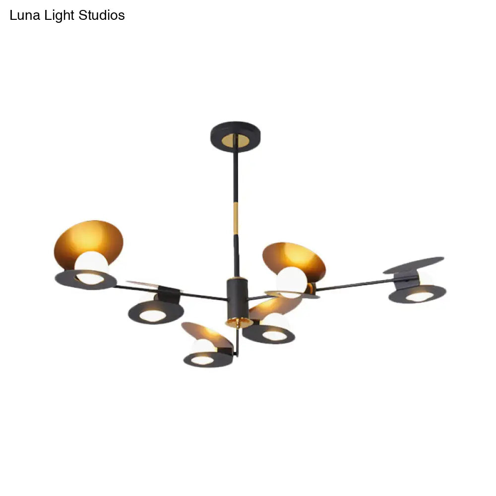 Contemporary Iron Ceiling Chandelier - Mussel Shape 6/8 Bulbs Blue/Black & Gold Living Room