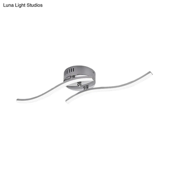 Contemporary Nickel Semi Flush Led Flushmount For Living Room - Warm/White Light