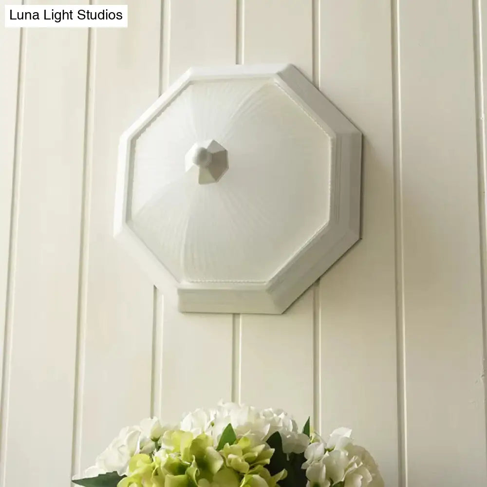 Contemporary Octagonal Glass Ceiling Light - Perfect For Childs Bedroom White