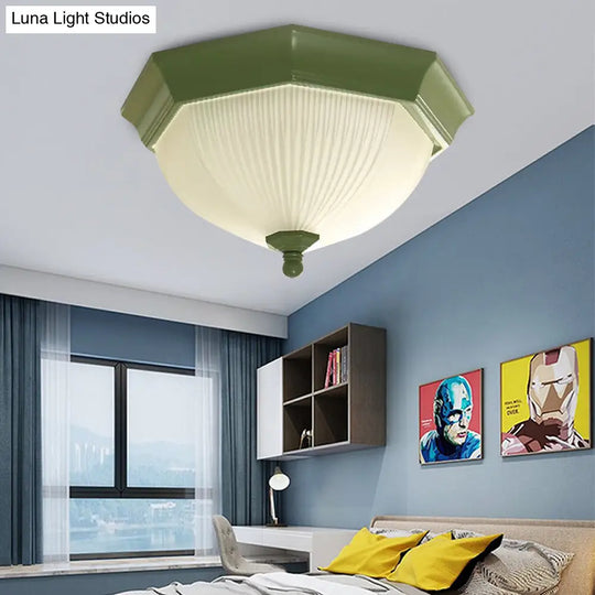 Contemporary Octagonal Glass Ceiling Light - Perfect For Childs Bedroom Green
