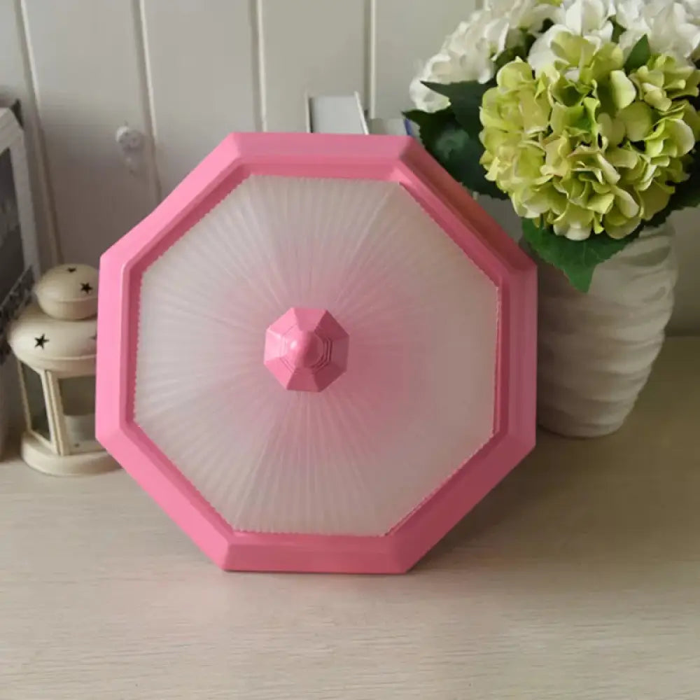 Contemporary Octagonal Glass Ceiling Light - Perfect For Child’s Bedroom Pink