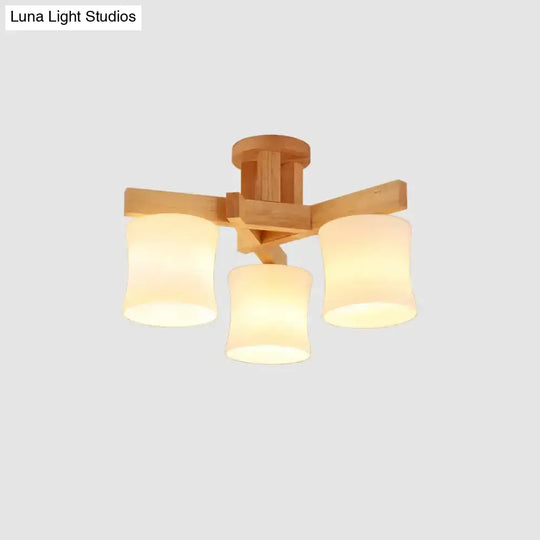 Contemporary Opal Glass Ceiling Flush Mount With Beige Semi Light