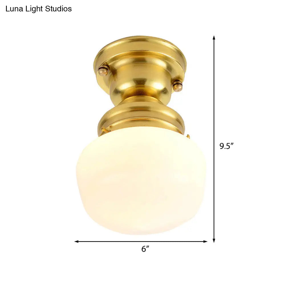 Contemporary Opal Glass Ceiling Light In Gold Finish