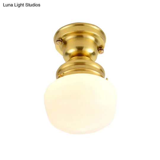 Contemporary Opal Glass Ceiling Light In Gold Finish