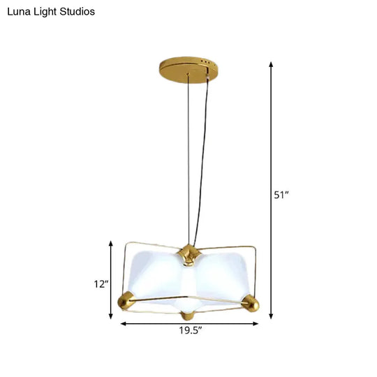 Contemporary Opal Glass Diamond Ceiling Chandelier With Led Bulbs And Gold Frame In Warm/White Light