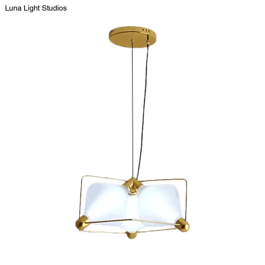 Contemporary Opal Glass Diamond Ceiling Chandelier With Led Bulbs And Gold Frame In Warm/White Light