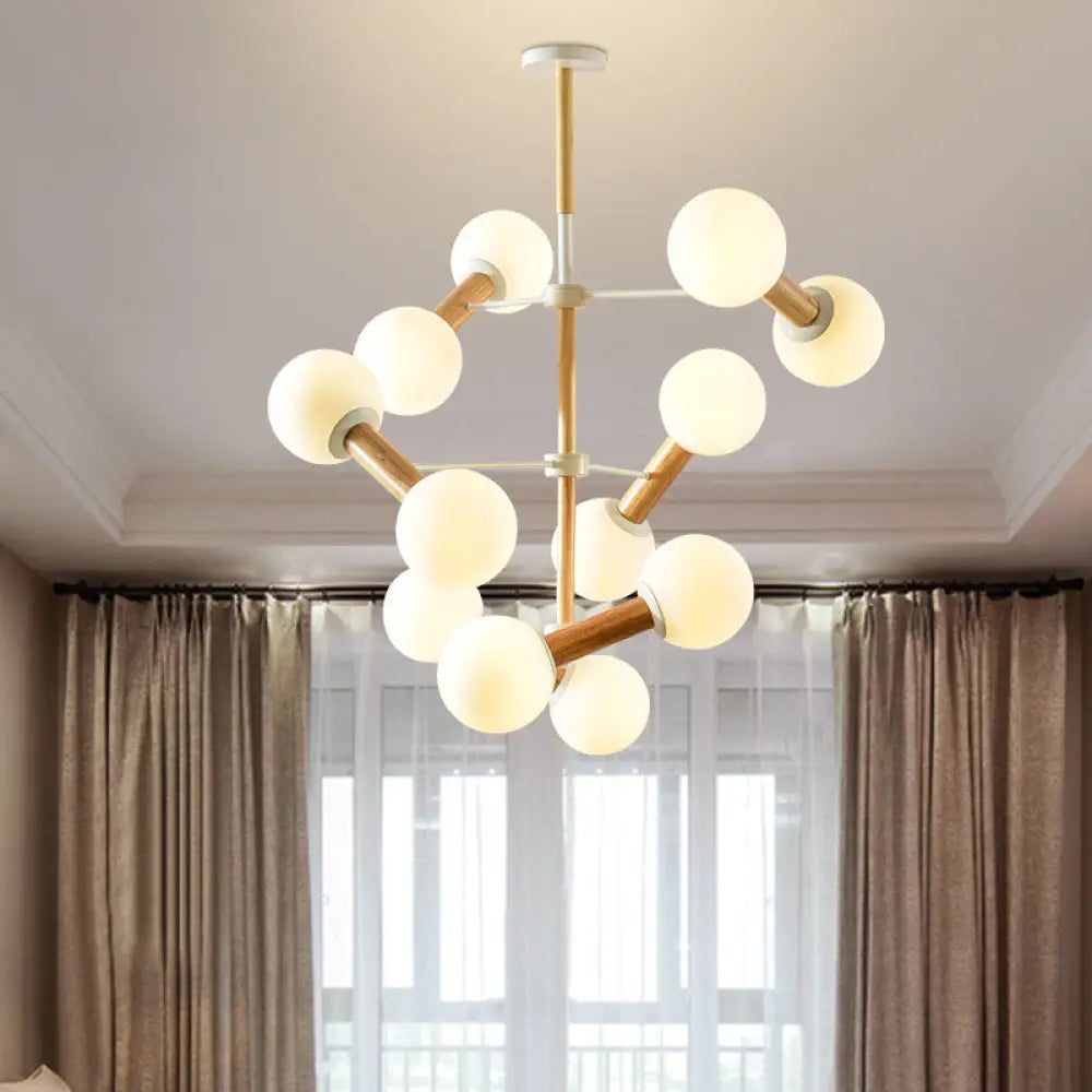 Contemporary Opal Glass Sphere Chandelier Multi-Head Pendant Lighting For Study Room 12 / White