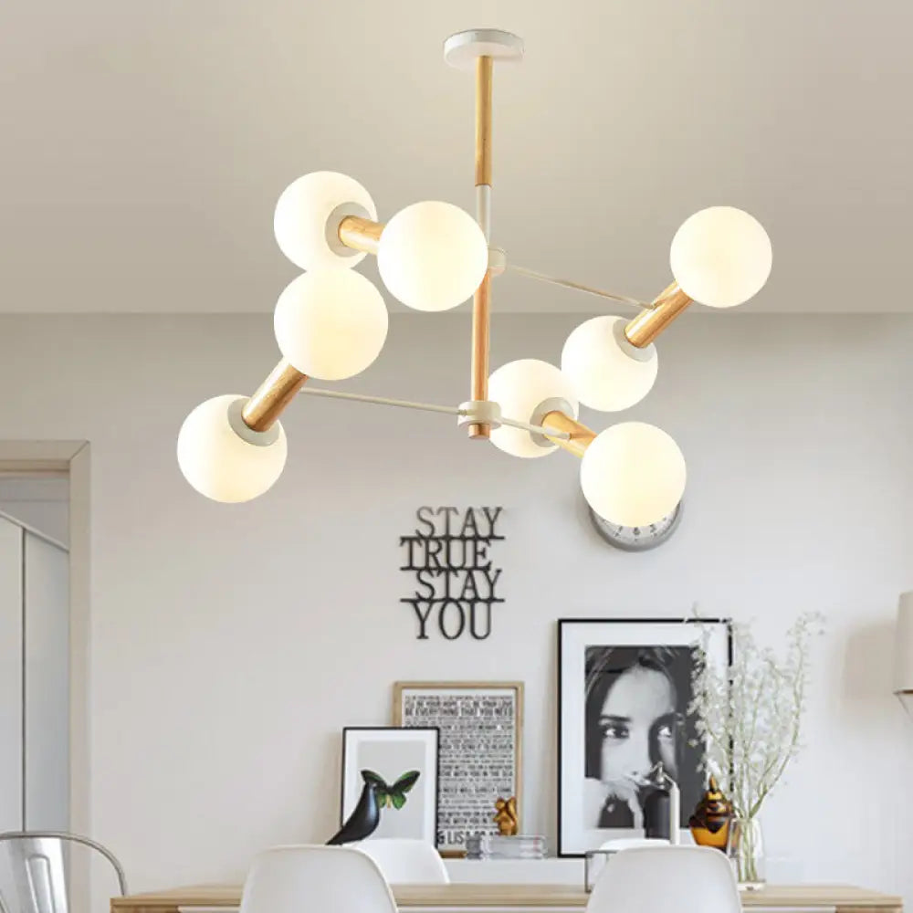 Contemporary Opal Glass Sphere Chandelier Multi-Head Pendant Lighting For Study Room 8 / White