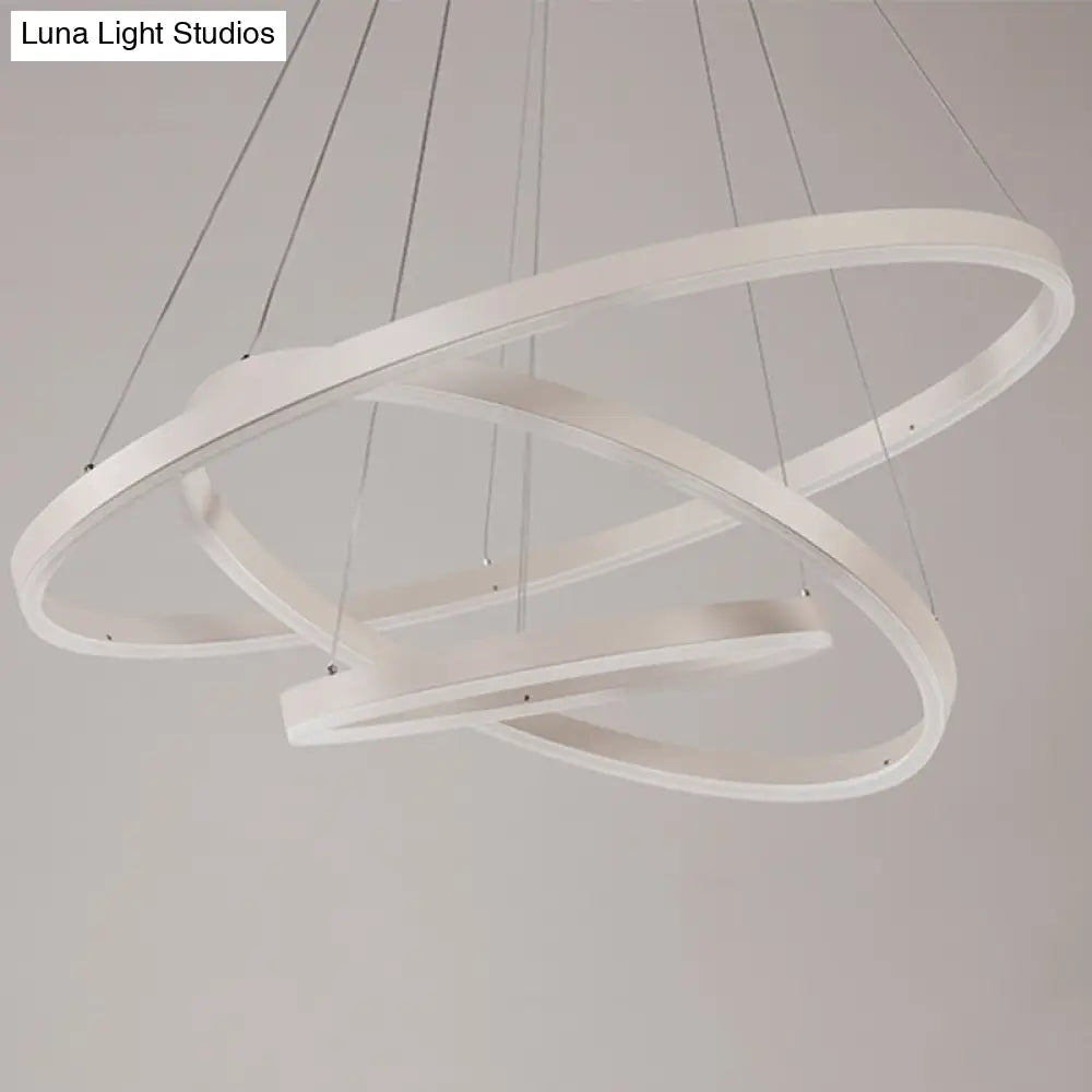 Contemporary Orbicular Metal Led Ceiling Pendant Light In White