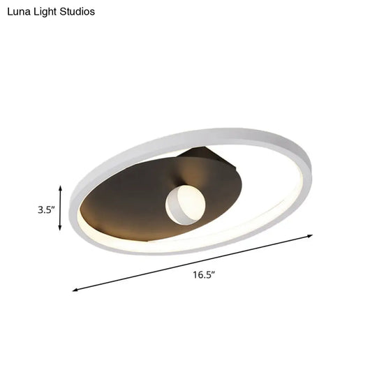 Contemporary Oval Flush Mount Ceiling Lamp With Led Acrylic Pendant Light And Ball Design In