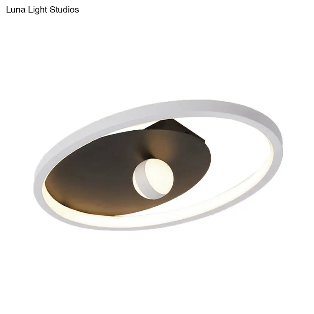 Contemporary Oval Flush Mount Ceiling Lamp With Led Acrylic Pendant Light And Ball Design In
