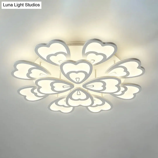 Contemporary Peacock Feather Acrylic Semi-Flush Light - Led Ceiling Mount Lamp With Blooming