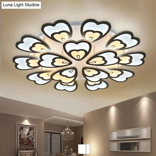 Contemporary Peacock Feather Acrylic Semi-Flush Light - Led Ceiling Mount Lamp With Blooming