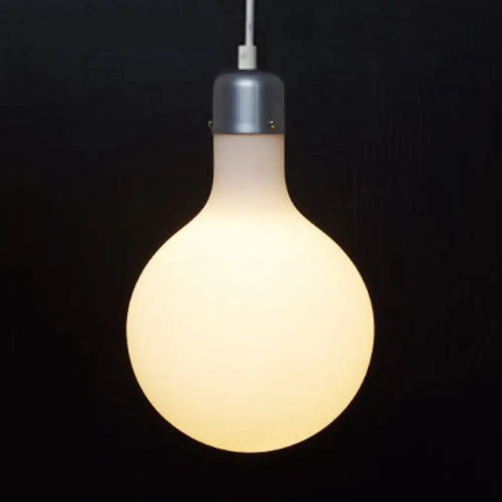 Contemporary Pendant Lighting: Single Light With White Glass Shade - Silver Ball/Cone/Pill-Shaped