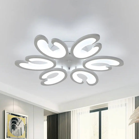 Contemporary Petal Semi Flush Chandelier: Acrylic 6/9/15-Bulb Ceiling Mount Light For Living Rooms