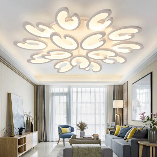 Contemporary Petal Semi Flush Chandelier: Acrylic 6/9/15-Bulb Ceiling Mount Light For Living Rooms