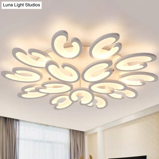 Contemporary Petal Semi Flush Chandelier: Acrylic 6/9/15-Bulb Ceiling Mount Light For Living Rooms