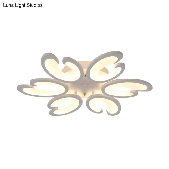 Contemporary Petal Semi Flush Chandelier: Acrylic 6/9/15-Bulb Ceiling Mount Light For Living Rooms