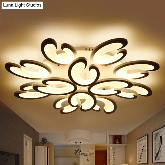 Contemporary Petal Semi Flush Chandelier: Acrylic 6/9/15-Bulb Ceiling Mount Light For Living Rooms