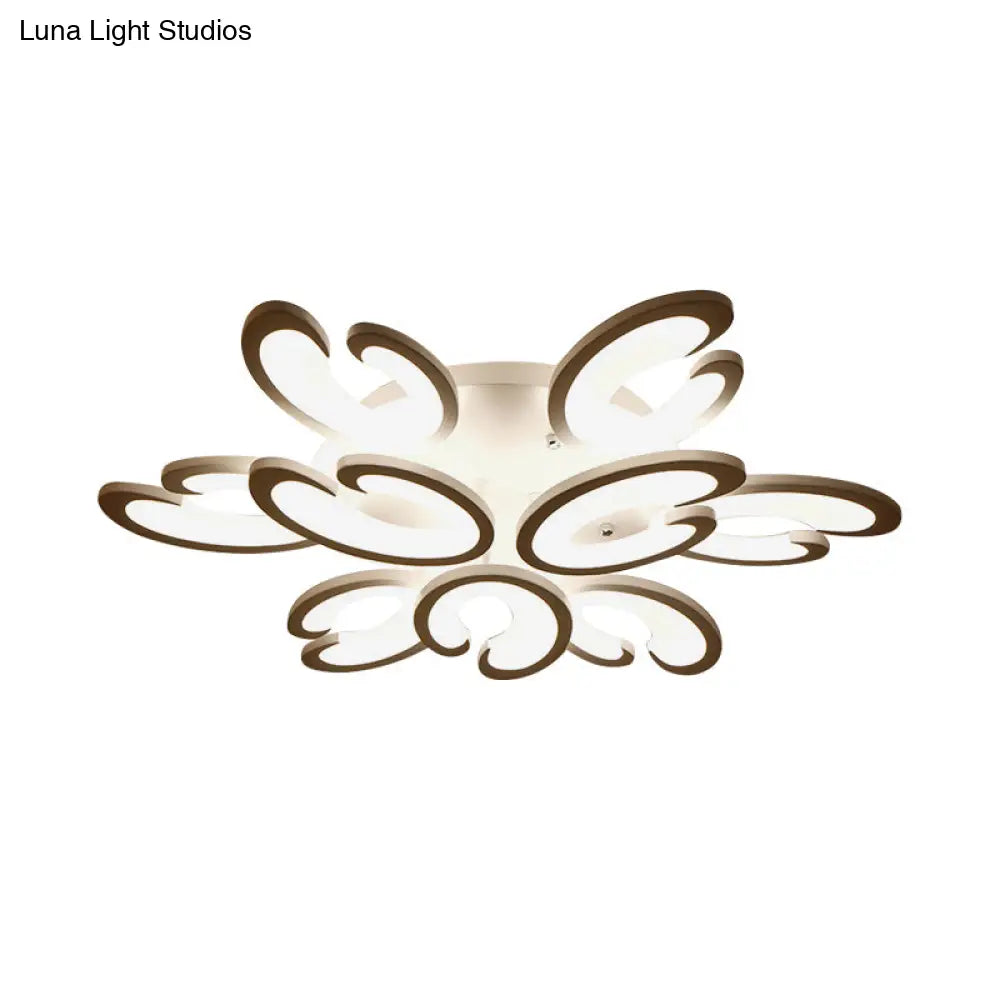 Contemporary Petal Semi Flush Chandelier: Acrylic 6/9/15-Bulb Ceiling Mount Light For Living Rooms