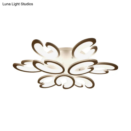 Contemporary Petal Semi Flush Chandelier: Acrylic 6/9/15-Bulb Ceiling Mount Light For Living Rooms