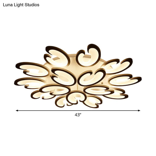 Contemporary Petal Semi Flush Chandelier: Acrylic 6/9/15-Bulb Ceiling Mount Light For Living Rooms