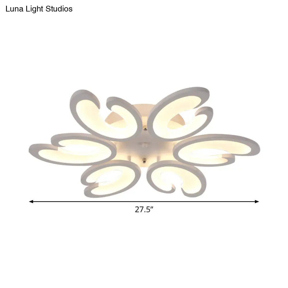 Contemporary Petal Semi Flush Chandelier: Acrylic 6/9/15-Bulb Ceiling Mount Light For Living Rooms