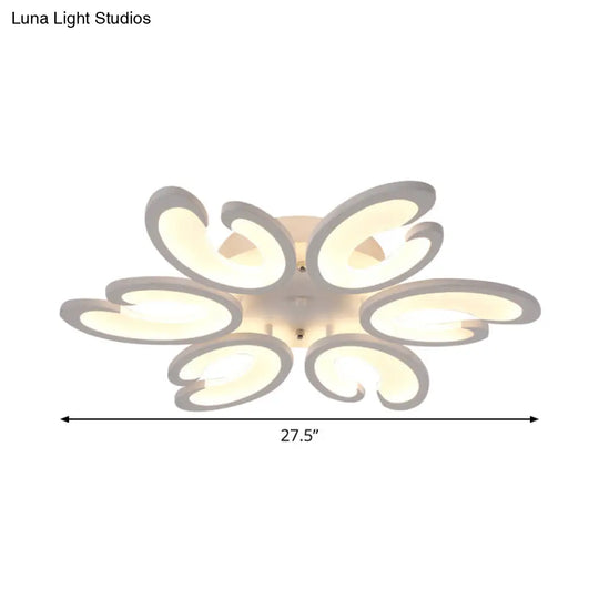 Contemporary Petal Semi Flush Chandelier: Acrylic 6/9/15-Bulb Ceiling Mount Light For Living Rooms