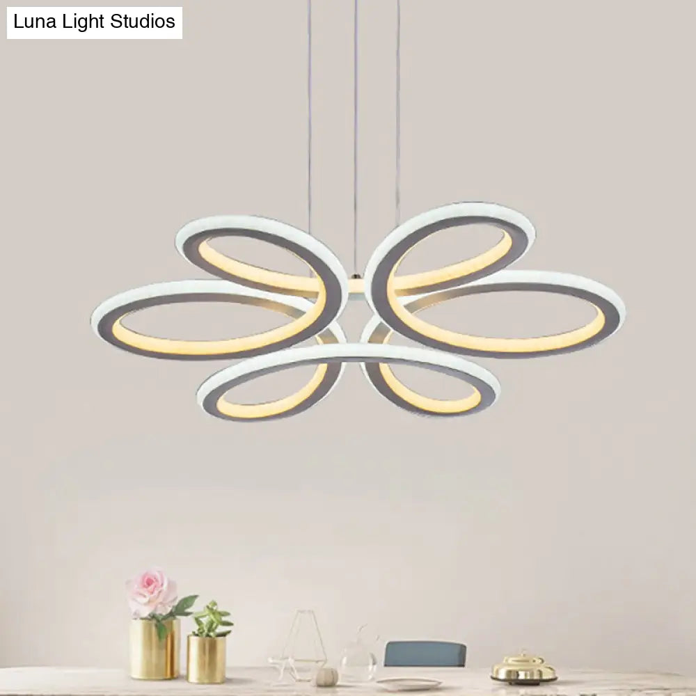 Contemporary Petals Led Chandelier Pendant For Dining Room - Warm/White Light