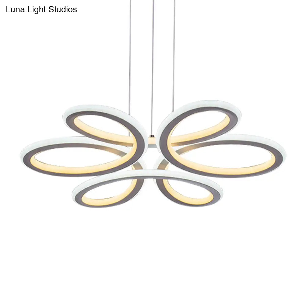 Contemporary Petals Led Chandelier Pendant For Dining Room - Warm/White Light