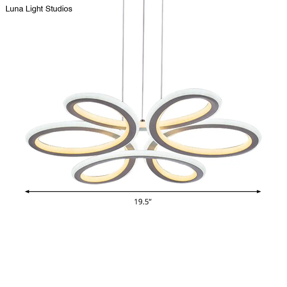 Contemporary Petals Led Chandelier Pendant For Dining Room - Warm/White Light