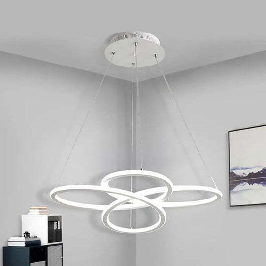 Contemporary Petals Led Chandelier Pendant For Dining Room - Warm/White Light White / A