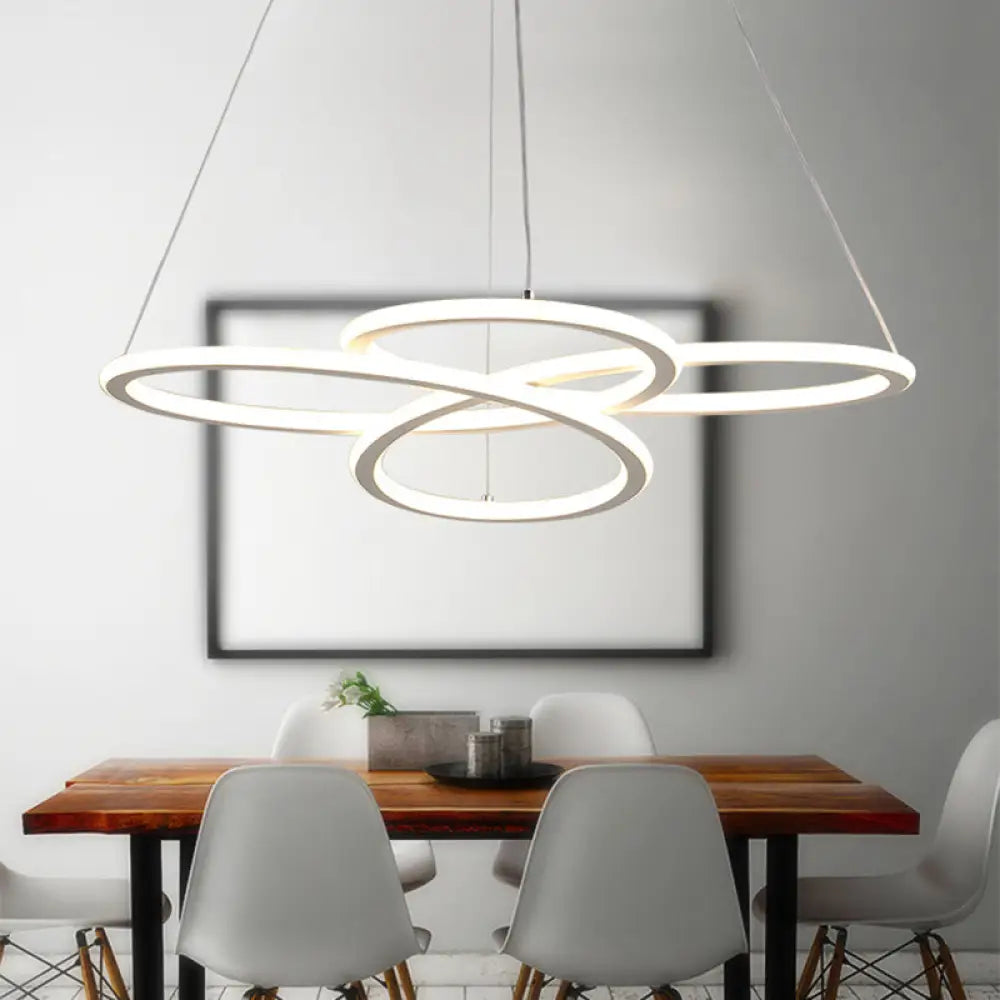 Contemporary Petals Led Chandelier Pendant For Dining Room - Warm/White Light White / Warm A