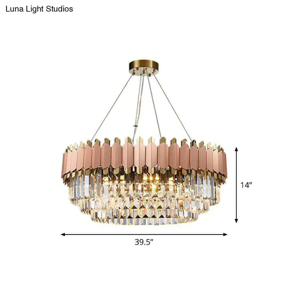 Contemporary Pink Crystal Chandelier Pendant Light For Living Room